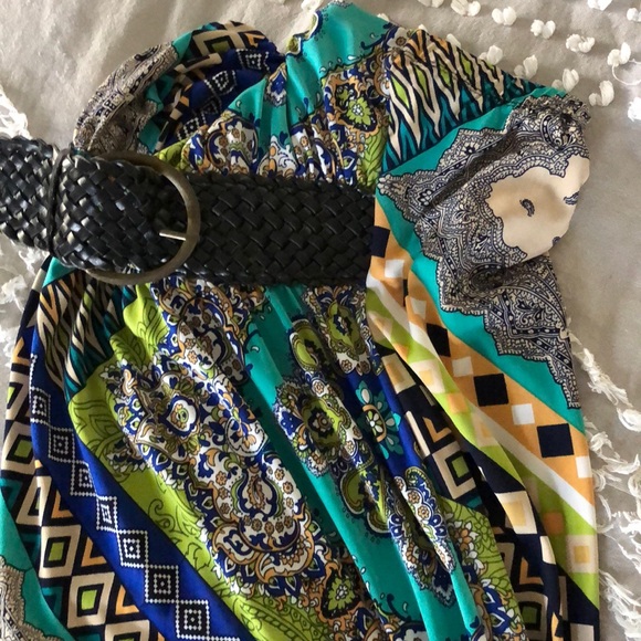 Colorful Strapless Maxi Dress w/ Half Belt - SM - Picture 4 of 8